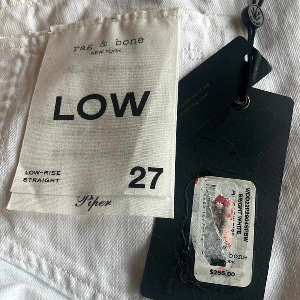 Rag and Bone White Piper Low Rise Straight Jeans NWT - Picture 3 of 10